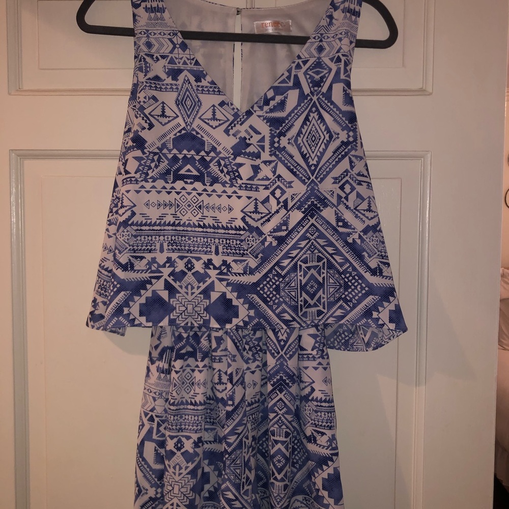 Blue and white romper